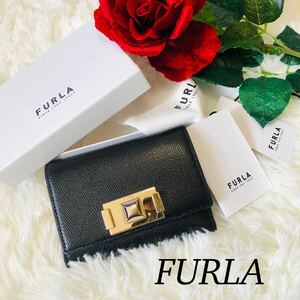 FURLAフルラ レディース 女性 財布 折り財布 ブランド財布 人気ブランド トレンド ウォレット ブラック 黒 お洒落 人気 美品 未使用に近い 