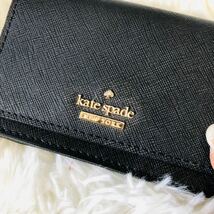 katespade NEWYORK ケイトスペード メンズ 男性 紳士 財布 コインケース 小銭入れ ブランド財布 ブラック 黒 ボーダー 美品 未使用に近い_画像3