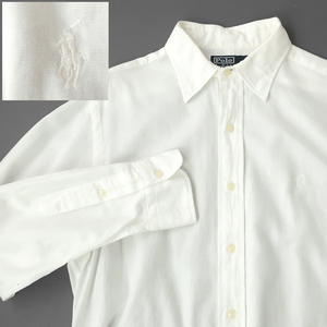 90s RalphLauren ホワイトシャツ ANDREW ボタンダウン ガーゼコットン 15-1/2(M)