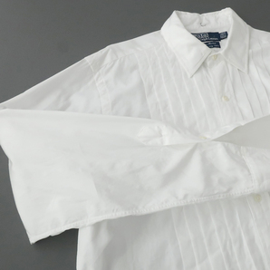 POLO RalphLauren タックプリーツシャツ Dauglas Formal 100's ホワイト 15-1/2(M-L)の画像9