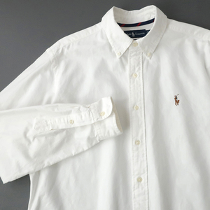 RalphLauren オックスフォードシャツ ボタンダウン ホワイト カラーポニー刺繍 (日本XL)