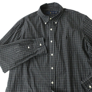 ラルフローレン ボタンダウンシャツ TWO-PLY COTTON モノトーンチェック (XL) ポニー刺繍