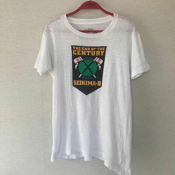 レア 聖飢魔IIコウモリ デーモン小暮 THE END OF THE CENTURT WHITE FREE SIZE Tシャツ古着