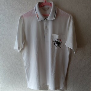 adabat　ゴルフウェア　お洒落な半袖ポロシャツ　サイズは48　白系　美品