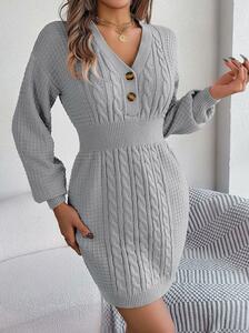 S1129 One-piece lady's * comfortable eminent 20 fee 30 fee 40 fee * sexy wonderful knitted material cable braided gray 