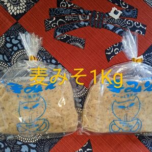 有川の手みそ1Kg(500ｇ×2個麦味噌)無添加 国産 九州 鹿児島 ねこ