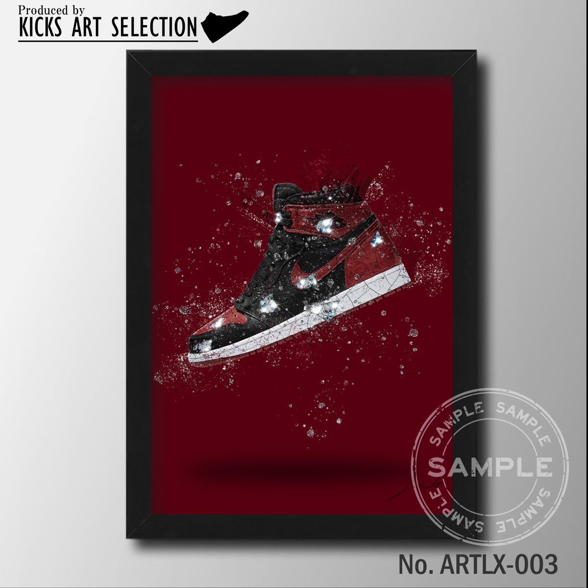 Affiche d’art sneaker/Air Jordan 1/Retro Bread/Street/Mode/Hommage/Intérieur/Nike/NIKE/Handmade, œuvres faites à la main, intérieur, marchandises diverses, autres