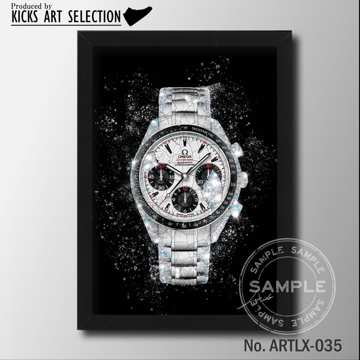 OMEGA/Omega/Speedmaster/Homenaje/Arte/Póster/Reloj/Blanco/Blanco/Hecho a mano/Interior/Moda/Elegante/Elegante, trabajos hechos a mano, interior, bienes varios, otros