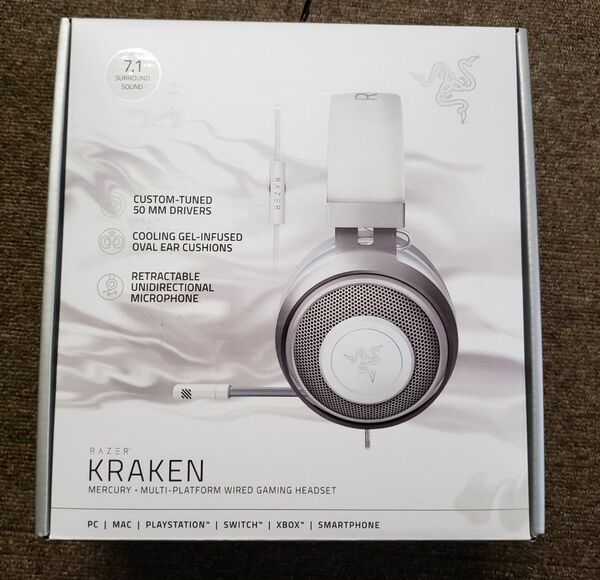 【管K254】■　レイザーRZ04-02830400-R3M1 Razer Kraken Mercury White ゲーミング