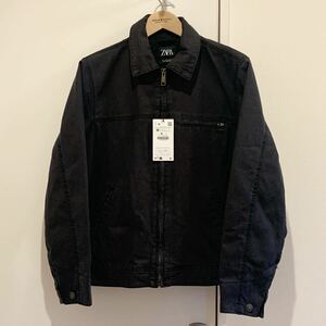 ZARA ワーク ジャケット ダック ブルゾン ブラック チャコール テクスター M