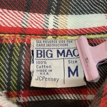 ■ヴィンテージ 70s USA製 BIG MAC JCpenney ビッグマック ネルシャツ コットン 長袖 エルボーパッチ メンズ サイズM 赤チェック /0.32kg■_画像5