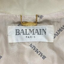 ●BALMAIN バルマン レザージャケット 革ジャン アウター シングル 羊革 ボタン ベージュ系 オフホワイト系 サイズF レディース 0.74kg●_画像5