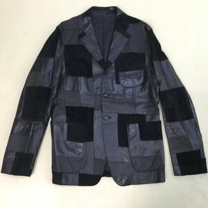 ■MEN’S MELROSE メルローズ レザージャケット 革ジャン 羊革 豚革 牛革 パッチワーク ブラック メンズ サイズ4 /1.04㎏■