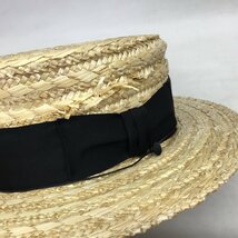 ■STETSON　ステットソン　難あり品　花麦カンカン帽　SE600　ナチュラル　サイズ59㎝　リボン上部亀裂あり /0.93kg_画像8