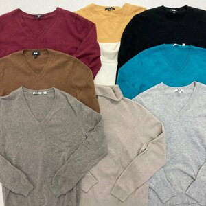 ●UNIQLO ユニクロ カシミヤ100％ ニット セーター 9点 クルーネック Vネック ハイネック sizeMIX レディース メンズ 卸 現状品 1.99kg●