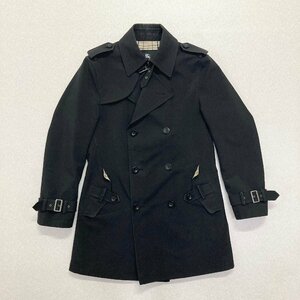 ●BURBERRY BLACK LABEL バーバリー ブラックレーベル トレンチコート ダブル アウター 三陽商会 日本製 ブラック メンズ サイズM 0.91kg●