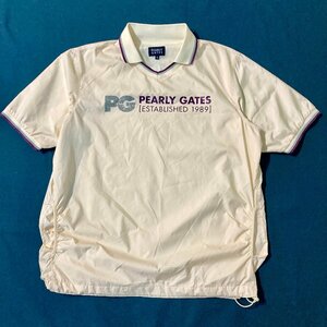 ★PEARLY GATES パーリーゲイツ PG 半袖 スニード トップス アウター ゴルフウェア メンズ5 防風 防寒 オフホワイト 0.25kg★