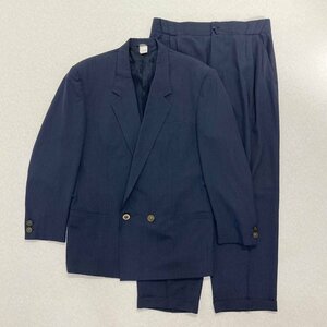 ●GIANNI VERSACE ジャンニ ヴェルサーチ セットアップ スーツ ジャケット パンツ シルク混 イタリア製 ネイビー系 size52 メンズ 0.91kg●