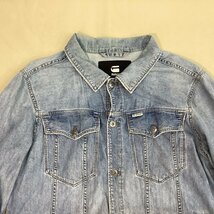 ■G-STAR RAW ジースター ロゥ デニムシャツジャケット トラッカージャケット ダメージ加工 古着 メンズ サイズXXL ブルーデニム/0.6kg■_画像3