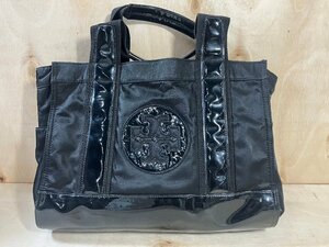 ☆TORY BURCH トリーバーチ トートバッグ 鞄 カバン レディース ナイロン エナメル ブラック 0.45kg☆