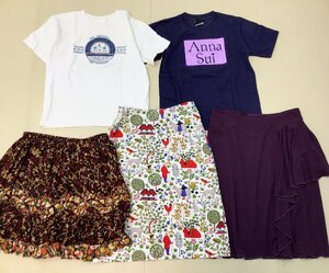 #ANNA SUI/ Anna Sui 5 point set sale lady's T-shirt skirt size MIX USA made used ./0.78kg#