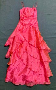 ★GENETVIVIEN ジュネビビアン 舞台衣装 ロングドレス ピンク系 ステージ衣装 カラーイブニングドレス サイズ9 イベント 0.5kg★