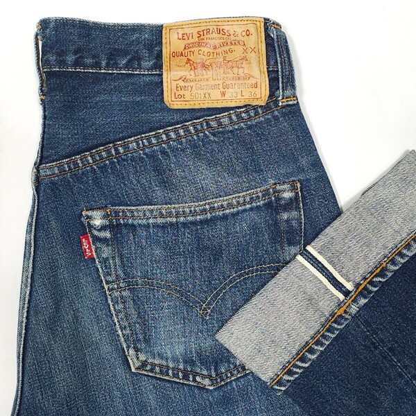 米国製Levi'sリーバイス☆501XXヴィンテージ復刻W33ジーンズ ジーパン デニムパンツBIG-EビッグE赤耳555バレンシア工場USAアメリカ製