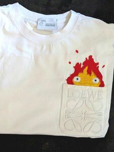 ロエベ　ハウル　LOEWE　カルシファーポケット刺繍Tシャツ M ジブリコラボ