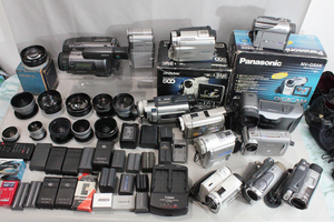 030201 【ジャンク品 ムービー＆ビデオカメラ】 SONY・Panasonic・Victor・SHARP・Hi-8・miniDV・HDD・・・その他ACC まとめて 大量