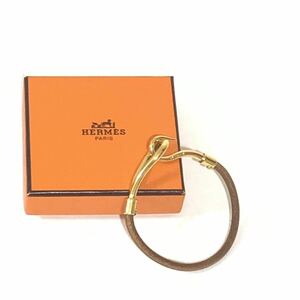 ★HERMES エルメス ブレスレット ジャンボ ブラウン ゴールド金具 GPX革 真贋済み【T156-44】