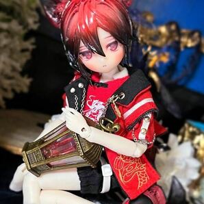 ＊まめるり亭＊ 自作カスタムヘッド 『hakurouhead omonaga mini』4inch ＋アイ ＋レジンウィッグ ＋狐耳・尻尾パーツの画像3