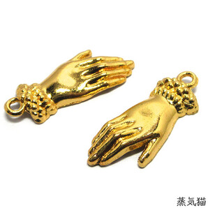 c0876 謎めいた貴婦人の手のチャーム ゴールド10個【謎の手ハンドメイド用アクセサリーパーツ素材】蒸気猫パーツ