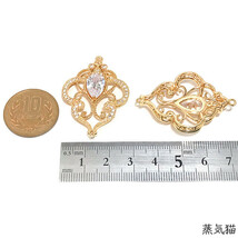 c2540【大きめ】しずく豪華ジルコニアチャーム2個【雫 ゴールド ハンドメイド用アクセサリーパーツ素材】蒸気猫パーツ_画像8