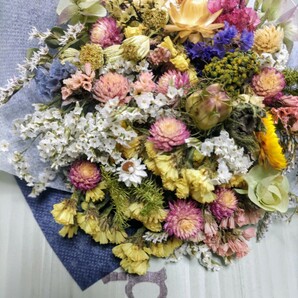 ★★Hydrangea★★ドライフラワースワッグ２５cm位母の日プレゼント贈物 退職 誕生 祝 春 千日紅 アンモビューム 貝細工の画像7