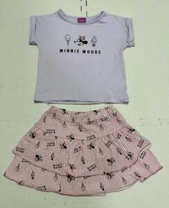 ディズニー セットアップ ミニーちゃん Tシャツ＆スカート風ショートパンツ 上下セット 女の子 100size