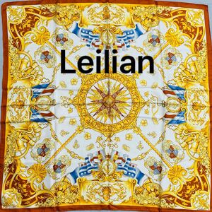 極美品 ★Leilian★ スカーフ 大判 エンブレム シルク ブラウン タグ付