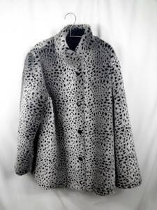 by KRIZIA fake fur coat reversible outer leopard print lady's L size JUB-131