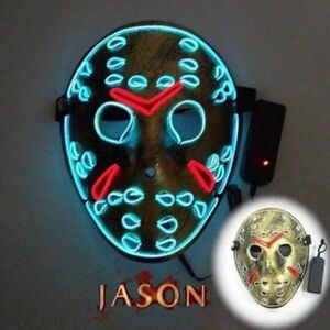 ハロウィン LED 光るマスク仮面 ジェイソン 絶叫 スクリーム マスク ホラー 月光仮面 お面 かぶりもの おめん 変装