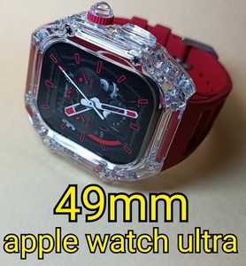 49mm クリア赤●RST●apple watch ultra●アップルウォッチウルトラ●ケース カスタム ラバー ゴールデンコンセプト Golden Concept 好きに