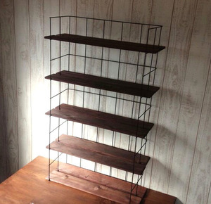 SALE* arrange freely shelf # iron × wood * height 90 width 50 depth 20* board length 56cm×10 sheets * walnut color * in dust real 