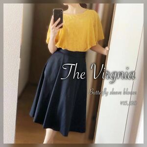 The Virgnia◆ドット柄 刺繍 レース バタフライスリーブ ブラウス ザ ヴァージニア イエロー カットソー 半袖 黄色 裏地付き 美品