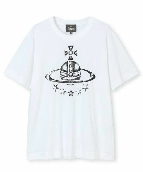 Vivienne Westwood MAN◆“ORB STARS”リラックスTシャツ ヴィヴィアン ウエストウッド ホワイト オーブ プリント レディース ユニセックス