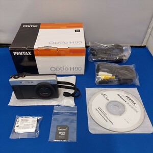 ★美品 動作確認済 PENTAX/ペンタックス★コンパクト デジタルカメラ Optio H90 ブラック 1210万画素 オシャレフォルム オールドデジカメ★