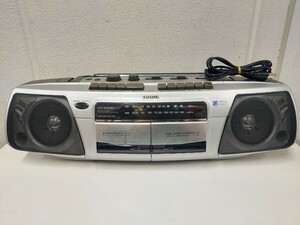 ★動作確認済 aiwa/アイワ AM/FM ステレオ ラジオ Wカセット レコーダー CS-W530 レトロ Wラジカセ オーディオ 音響機器 カセットテープ★