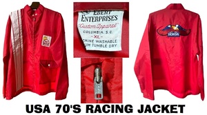 新品同然USA70’Sビンテージ★EbertEnterprises/HONDAレーシングジャケット★TALONジップ★XL