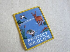 ビンテージ PROTECT WILDLIFE 鹿 カモ ジャンピングバス 魚 アウトドア 自然 ワッペン/パッチ USA 古着 猟 アメカジ キャップ Z02