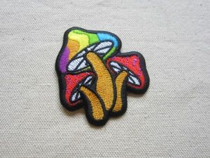 きのこ キノコ カラフル レインボー ワッペン/パッチ 刺繍 古着 地球 ヒッピー 70s サイケ ネパール LGBT カラー 501