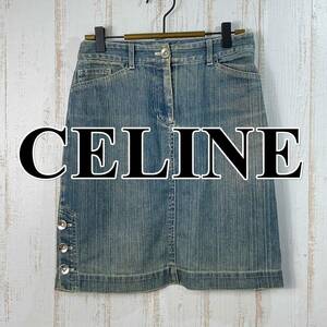 【良品】CELINE セリーヌ ミニスカート デニム 青