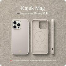  iPhone 15 Pro 用 ケース MagSafe対応 レザー 磁力 ストラップホール付き 高弾性 耐久性 カメラ保護 (クリーム)/832_画像4