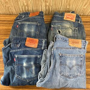 リーバイス デニム 4本 まとめ 濃紺 デニムパンツ Gパン ジーパン ジーンズ メンズ 卸売 古着 ヴィンテージ Levi's 赤耳 503 702 512 